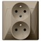 AKCENT Double socket outlet with earthing, beige, with phase invariance function