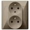 AKCENT Double socket outlet with earthing, beige, with phase invariance function