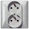 AKCENT Double socket outlet with earthing, white, with phase invariance function