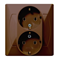 AKCENT Double socket with earthing brown schuko