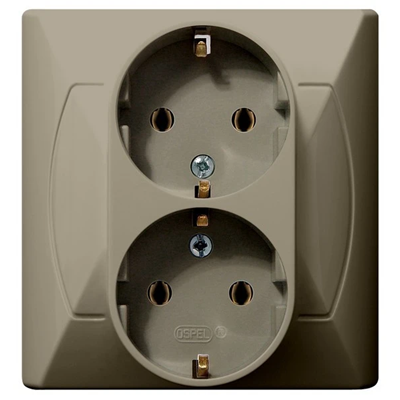 AKCENT Double socket with earthing schuko beige