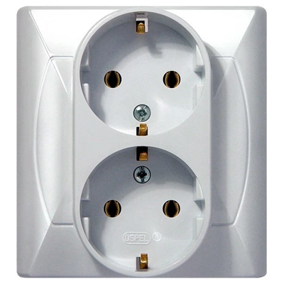 AKCENT Double socket with earthing schuko white