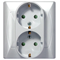 AKCENT Double socket with earthing schuko, white, equipped with shutters for current paths