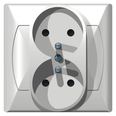 AKCENT Double socket with grounding white