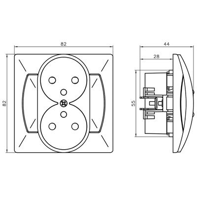 AKCENT Double socket with grounding white