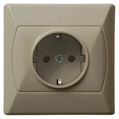 AKCENT Einzelsteckdose mit geerdetem Schuko-Beige