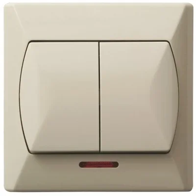 AKCENT Interruptor de dos grupos, candelabro beige