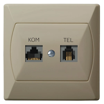 AKCENT RJ 45 computer and telephone socket, beige