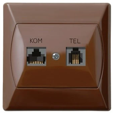 AKCENT RJ 45 computer and telephone socket, brown