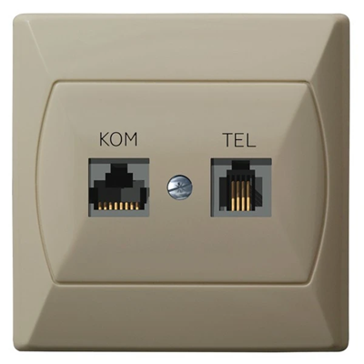 AKCENT RJ 45 Computer- und Telefonbuchse, beige