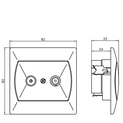 AKCENT RTV-Buchse GAP-10 dB braun