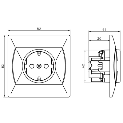 AKCENT Single socket outlet with earthing schuko, beige, equipped with shutters for current paths