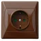 AKCENT Single socket outlet with grounding, brown, equipped with shutters for current paths