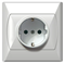 AKCENT Single socket outlet with grounding, schuko, white, equipped with shutters for current paths