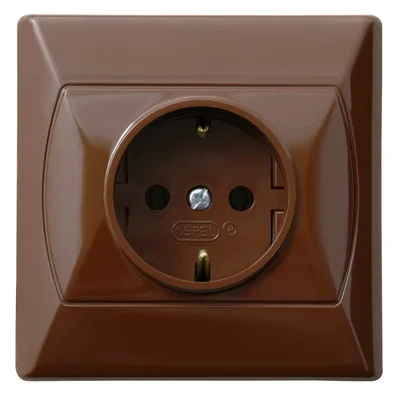 AKCENT Single socket with earthing schuko brown