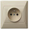 AKCENT Single socket with grounding, beige, equipped with shutters for current paths