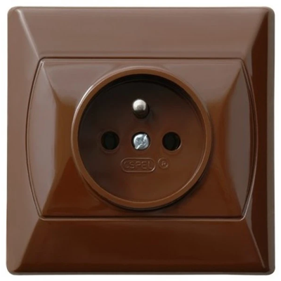 AKCENT Single socket with grounding brown