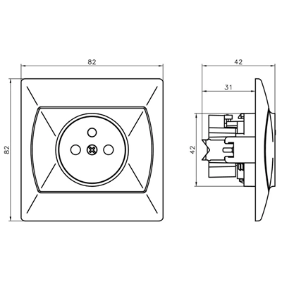 AKCENT Single socket with grounding brown