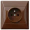 AKCENT Single socket with grounding, brown, equipped with shutters for current paths
