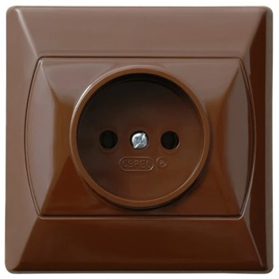 AKCENT Single socket, with shutters, brown