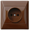 AKCENT Single socket, with shutters, brown