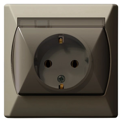 AKCENT Splashproof socket with earthing beige, transparent cover