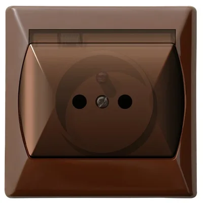 AKCENT Splashproof socket with grounding brown, transparent cover