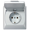 AKCENT Splashproof socket with grounding white, transparent cover