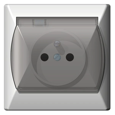 AKCENT Splashproof socket with grounding white, transparent cover