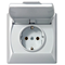 AKCENT Splashproof socket with grounding white, white lid