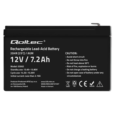 Akumulator AGM 12V 7.2 Ah max 108A