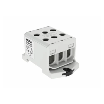 AL screw terminal block. CU 1.5-50mm2 TS-35 1 track 6 terminal holes grey