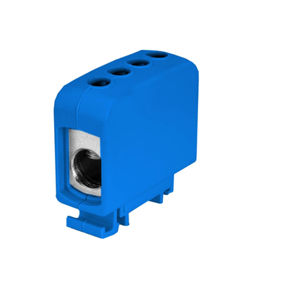 AL threaded terminal block. CU 1x70mm² 2x35mm² TS-35 1 pole blue