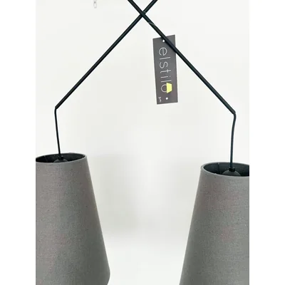 ALANYA Hanging lamp E27 IP20 black with gray lampshades