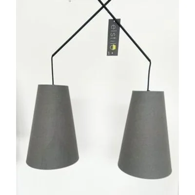 ALANYA Suspension E27 IP20 noir avec abat-jour gris