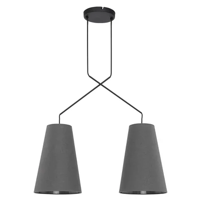 ALANYA Suspension E27 IP20 noir avec abat-jour gris