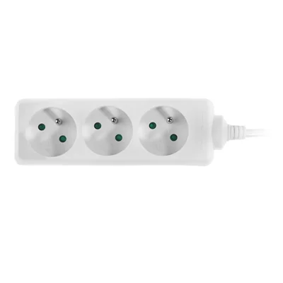 Alargador con toma de tres vías ;ECO 3X2p+Z 10A 3m blanco