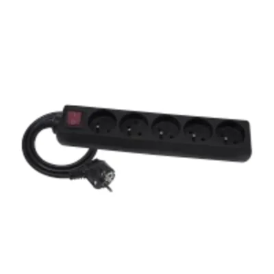 Alargador ECONÓMICO 5 tomas con/sin interruptor 3m H05VV-F 3x1 negro