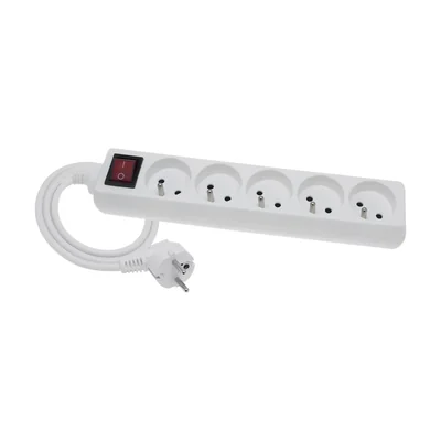 Alargador ECONÓMICO 5 tomas con/sin interruptor 5m H05VV-F 3x1 blanco
