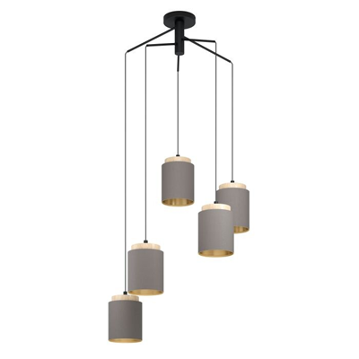 ALBARIZA Five-bulb pendant lamp 70cm 40W E27 IP20 cappuccino