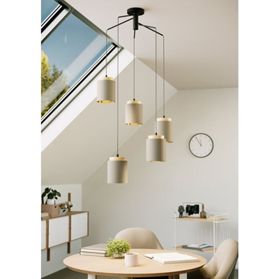 ALBARIZA Five-bulb pendant lamp 70cm 40W E27 IP20 cappuccino