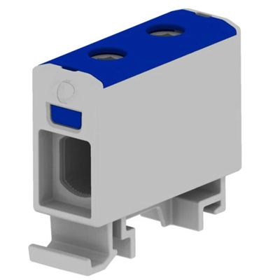 AL/CU threaded terminal block, 1.5 - 16 mm2, TS 35, 1 track, 2 holes clamp
