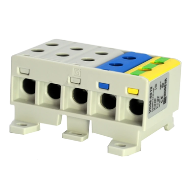 AL/CU threaded terminal block 2.5-35mm2 TS-35 5 insulated tracks yellow-green