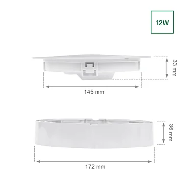 ALGINE ECO 2v1 ZAPUŠTĚNÉ SVÍTIDLO 12W WW 230V 110° IP20 IK06 170x35mm BÍLÉ kulaté