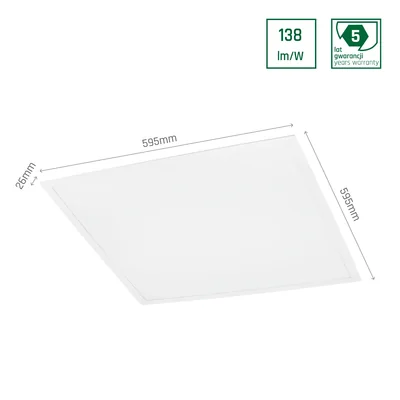 ALGINE PANEL BACKLIGHT WITH PHILIPS DRIVER 40W NW 230V 120st IP20 600x600x26 BIAŁY 5 lat gw.