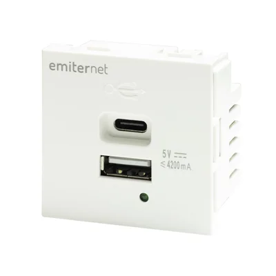 Alimentation 45x45 2xUSB 4,2A/5V Prise USB-A/USB-C