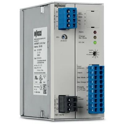 Alimentation à découpage côté primaire avec unité de commande et de charge, classique, monophasée, tension de sortie 24 V CC, courant de sortie 5 A, avec capacité de communication, 10,00 mm²
