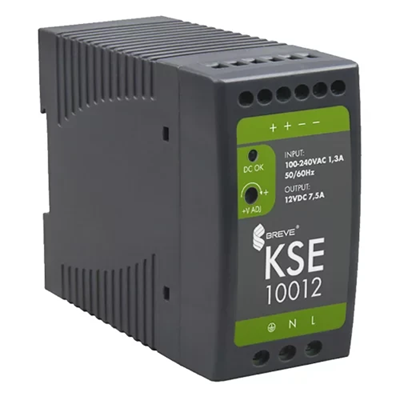 Alimentation à découpage stabilisée KSE 10012P 230/12VDC 7,5A avec protection et régulation de tension IP20 TH-35