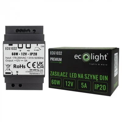 Alimentation sur rail DIN 12 V 60 W de qualité supérieure