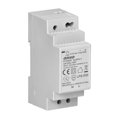 Alimentatore per guida DIN 24 V CC, 1 A, 24 W, larghezza 2 moduli